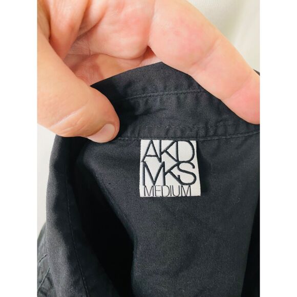 Akademiks Juniors Shirt Black Embroidered Short Sleeve Button-Down Size Medium - Picture 7 of 10